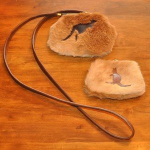 Lipseer Kangaroo Fur Brown Leather Crossbody Shoulder Bag & Coin Purse Boho